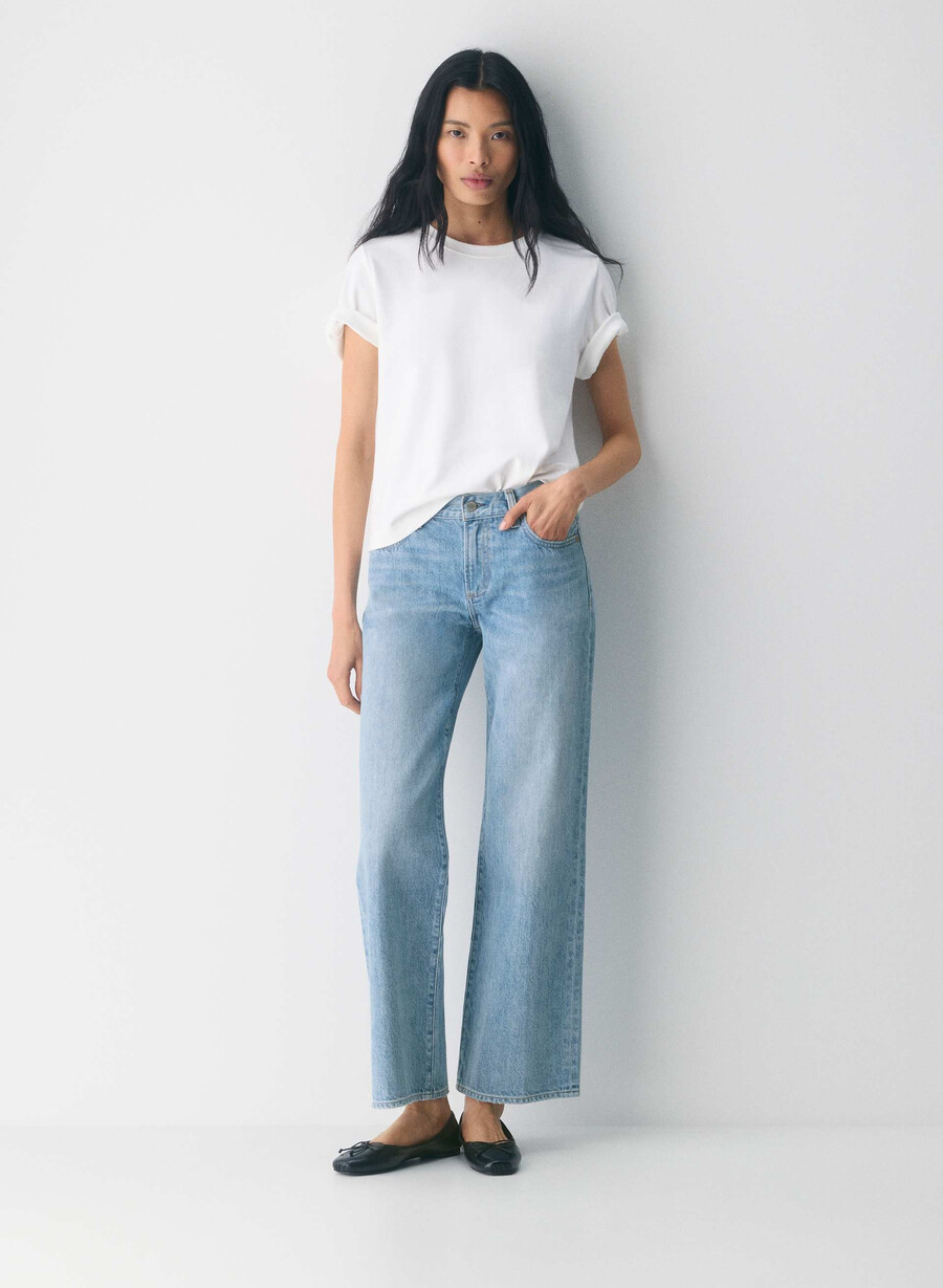 denim forum farrah lo-rise wide jean 7 yrs bleu taboo