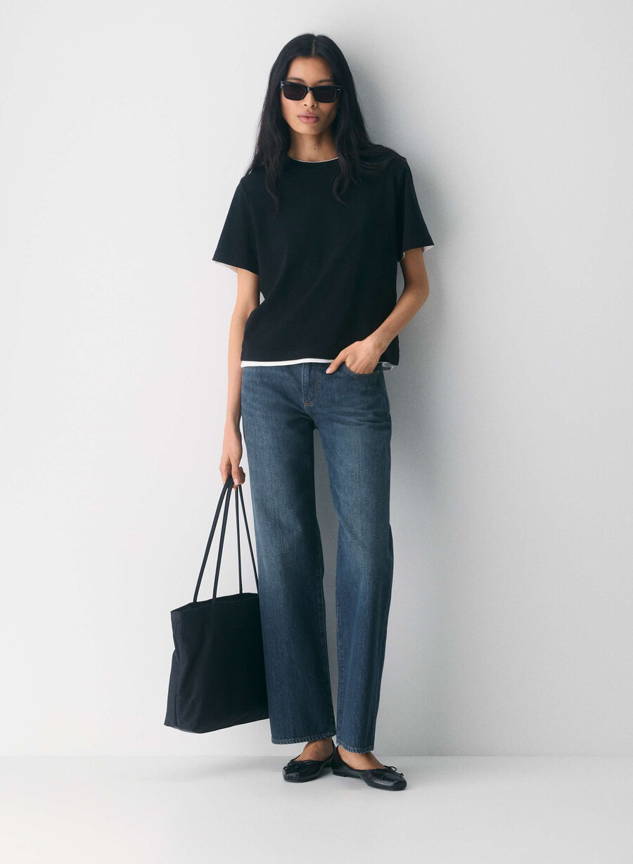 denim forum farrah lo-rise wide jean be about dark bleu