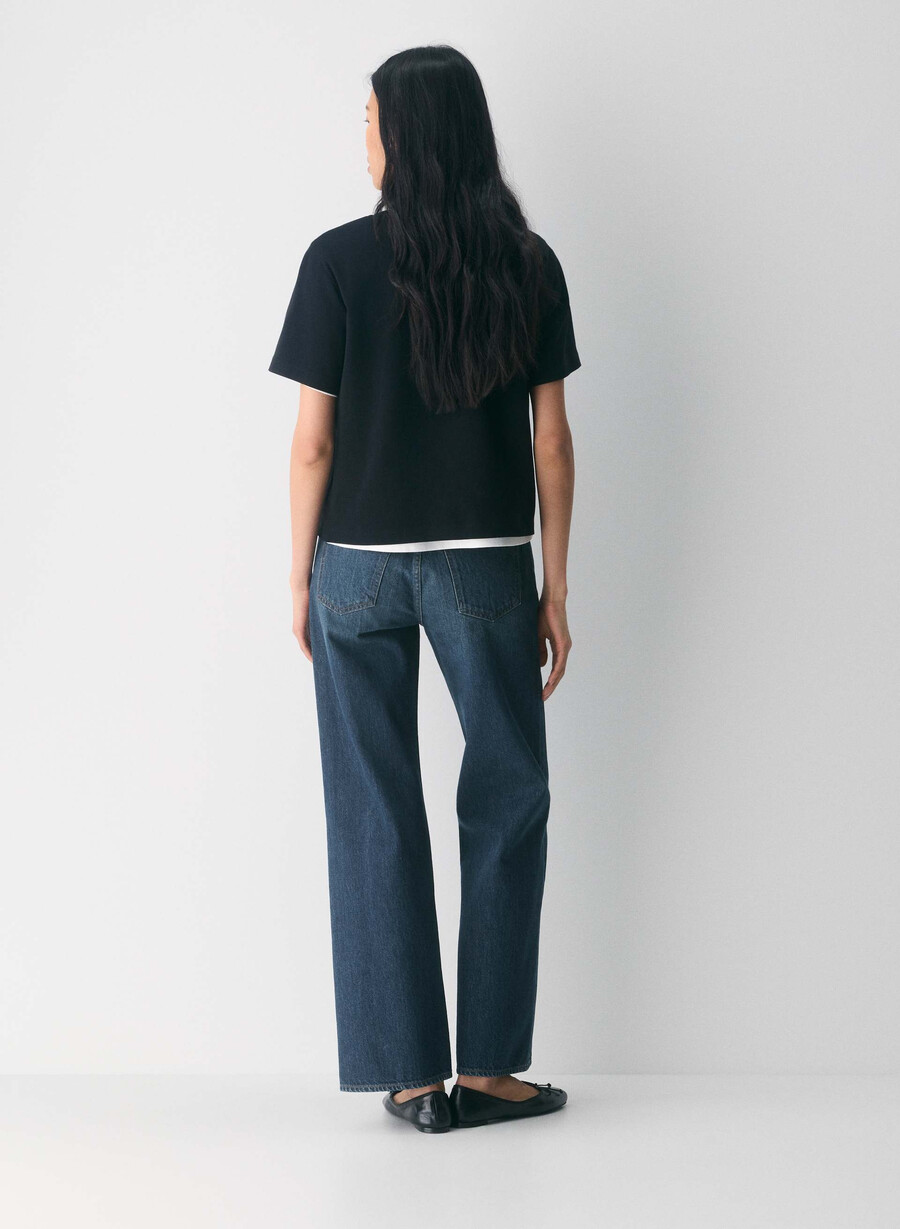 denim forum farrah lo-rise wide jean be about dark bleu
