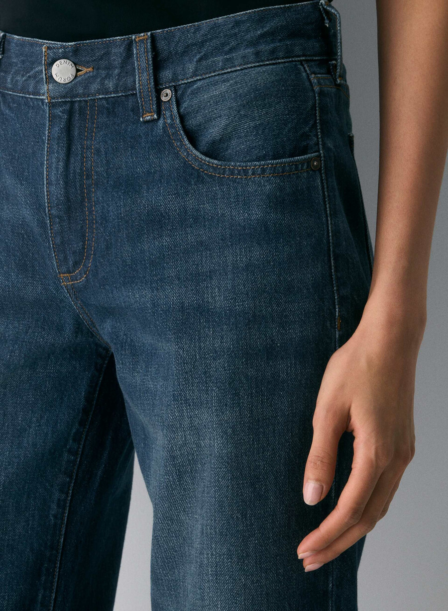 denim forum farrah lo-rise wide jean be about dark bleu