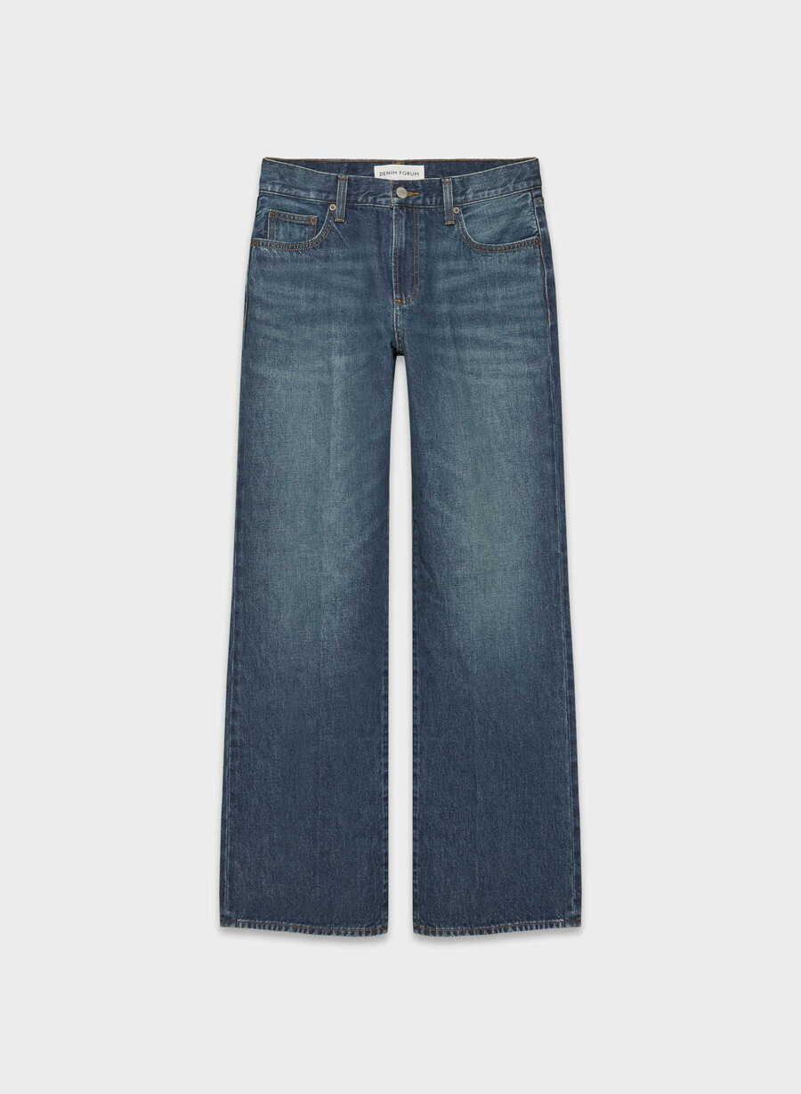 denim forum farrah lo-rise wide jean be about dark bleu