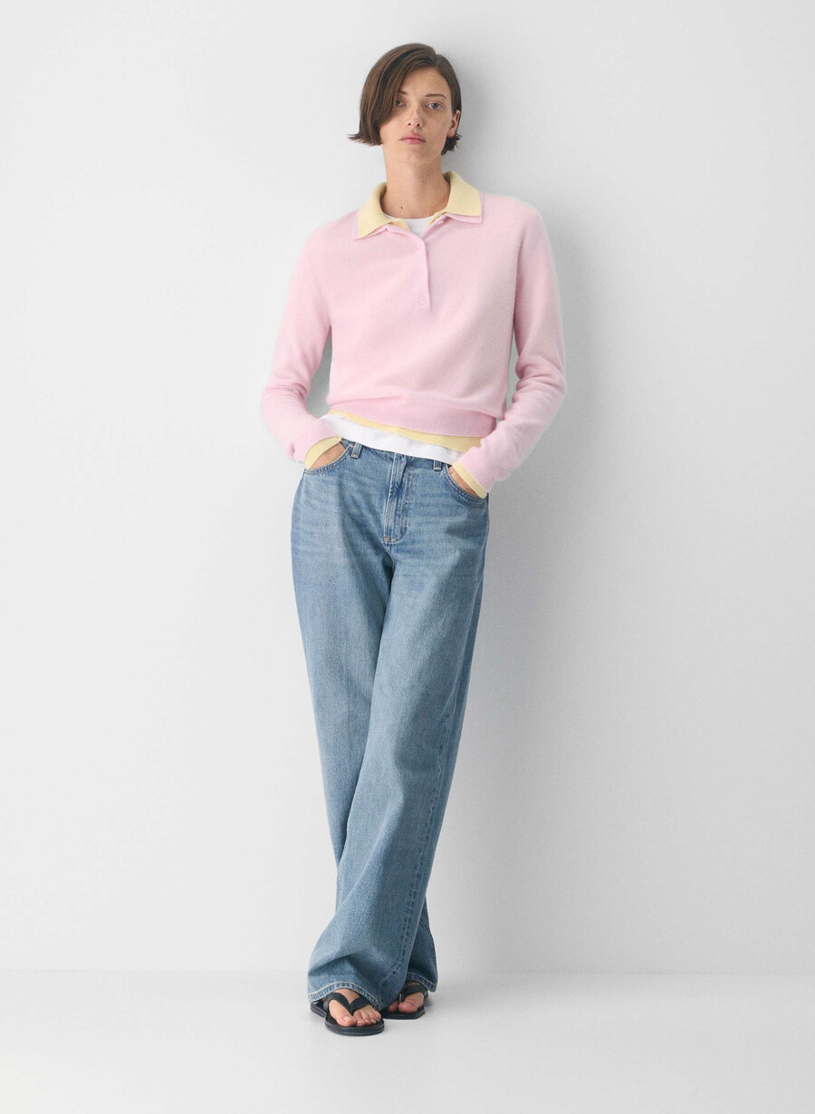 bare cashmere provenance polo langermet villa pink