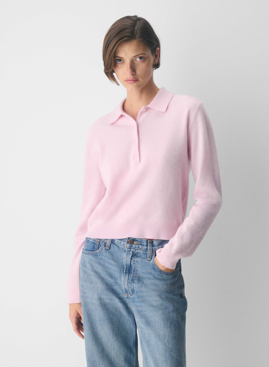 bare cashmere provenance polo langermet villa pink