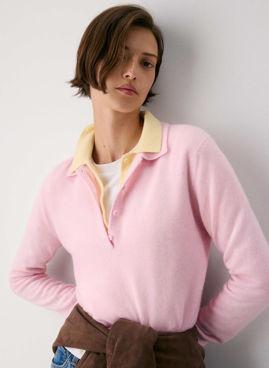 bare cashmere provenance polo langermet villa pink