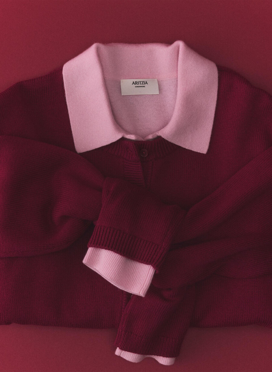 bare cashmere provenance polo langermet villa pink