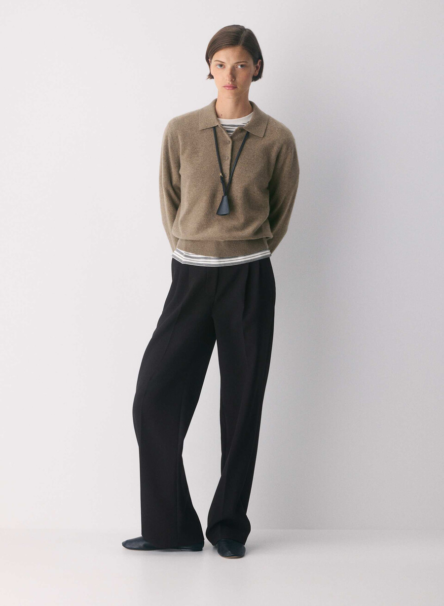 bare cashmere provenance polo langermet heather folio brun