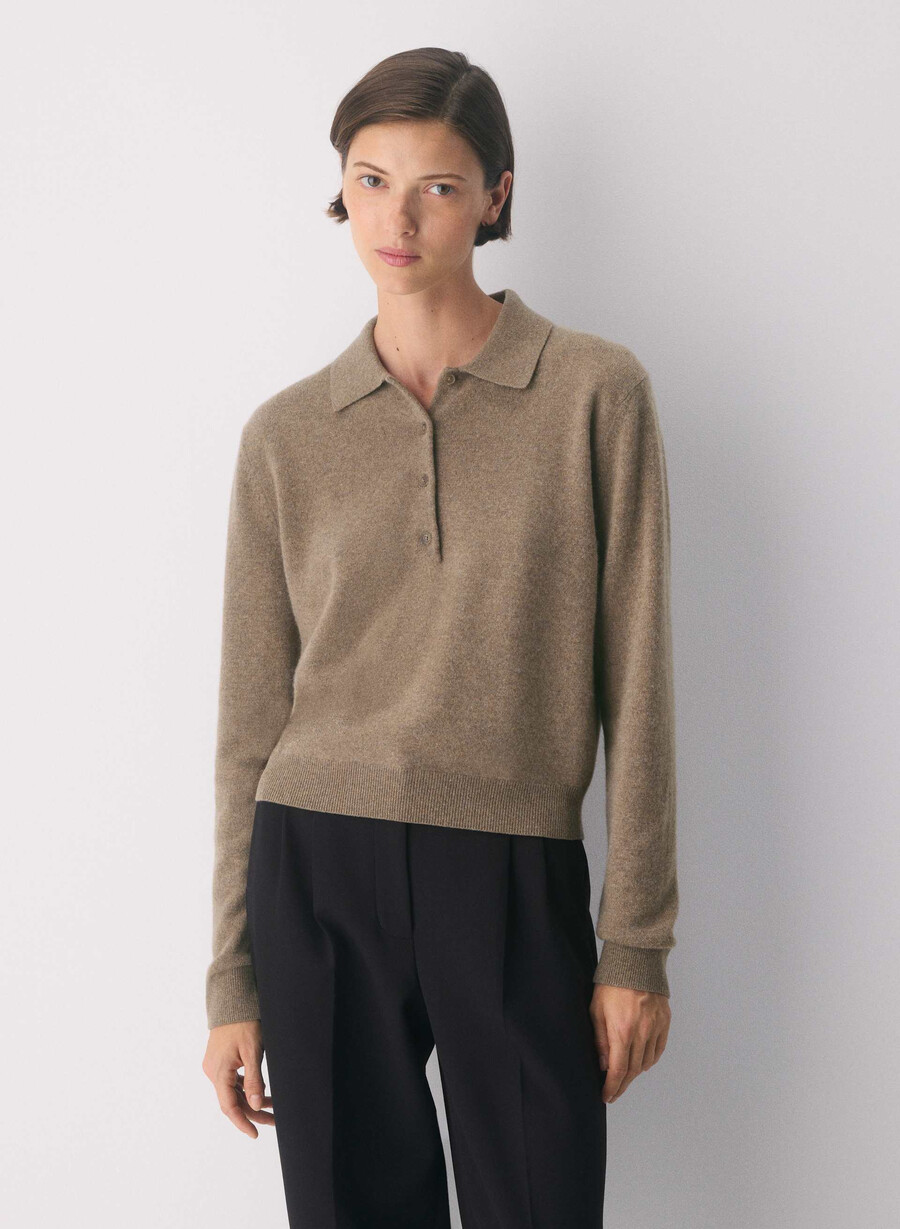 bare cashmere provenance polo langermet heather folio brun