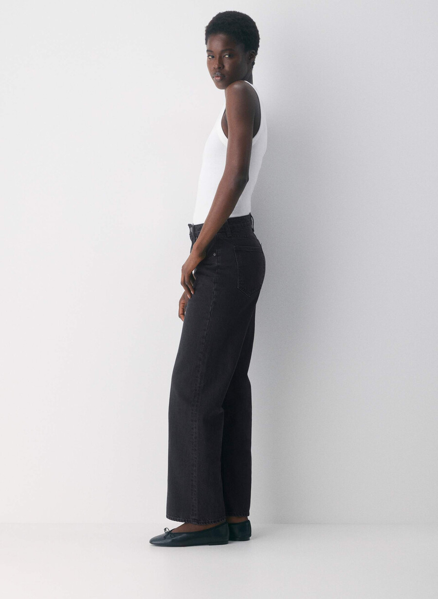 denim forum farrah curve-fit hi-rise wide jean svart eyeliner