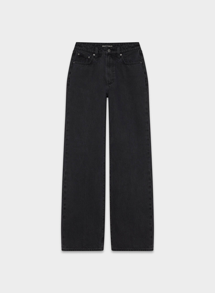 denim forum farrah curve-fit hi-rise wide jean svart eyeliner