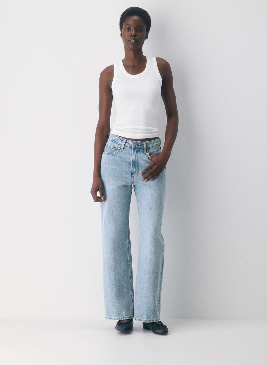 denim forum farrah curve-fit high-rise wide jeans 7 yrs bleu taboo