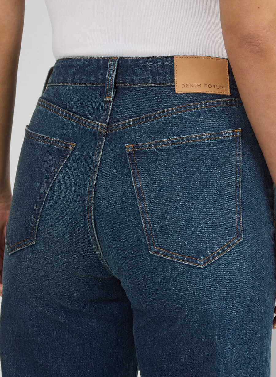 denim forum farrah curve-fit high-rise wide jean be about dark bleu