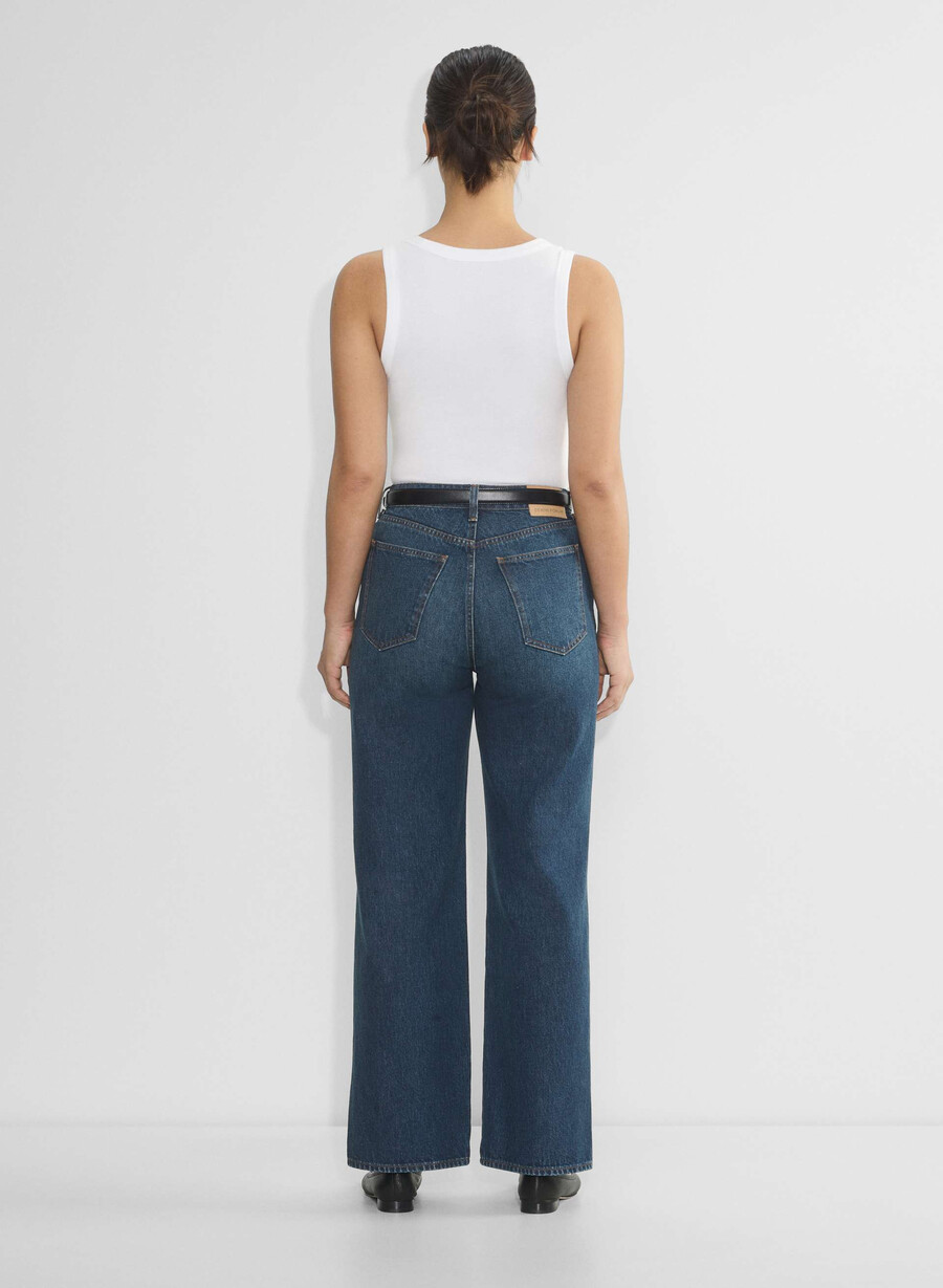 denim forum farrah curve-fit high-rise wide jean be about dark bleu