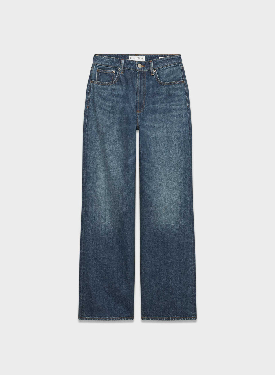 denim forum farrah curve-fit high-rise wide jean be about dark bleu