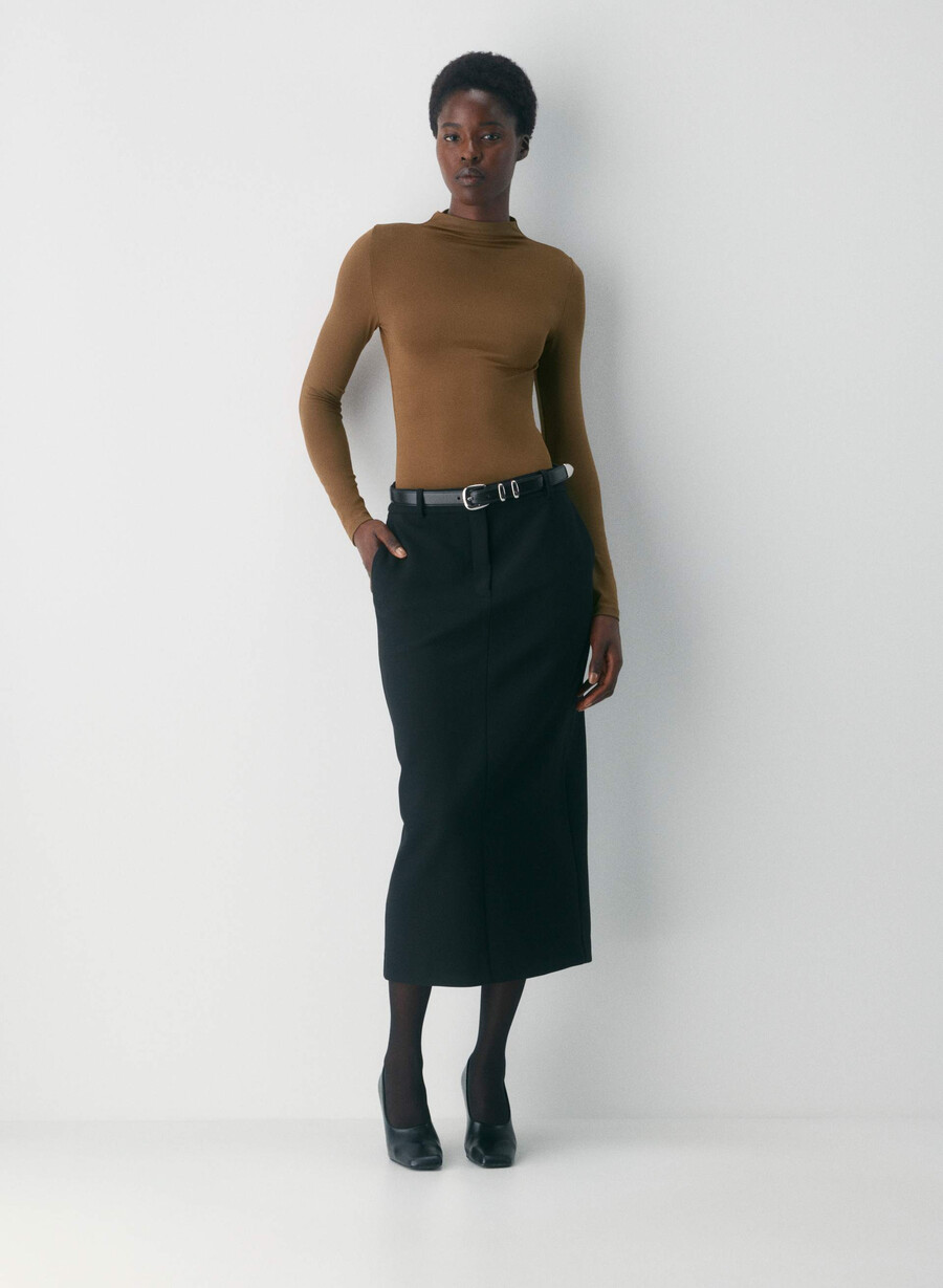 original contour lyric mockneck sjokoladebrun