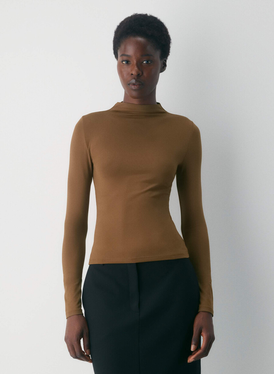 original contour lyric mockneck sjokoladebrun