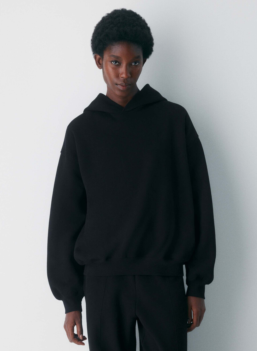 koselig fleece mega-hettegenser svart
