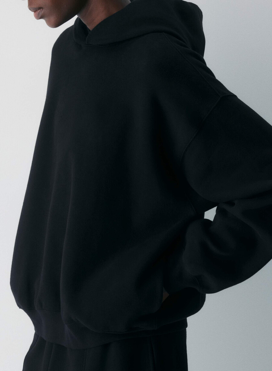 koselig fleece mega-hettegenser svart