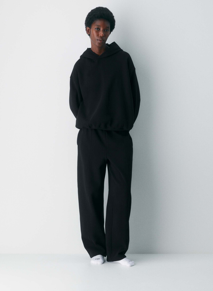 koselig fleece mega-hettegenser svart