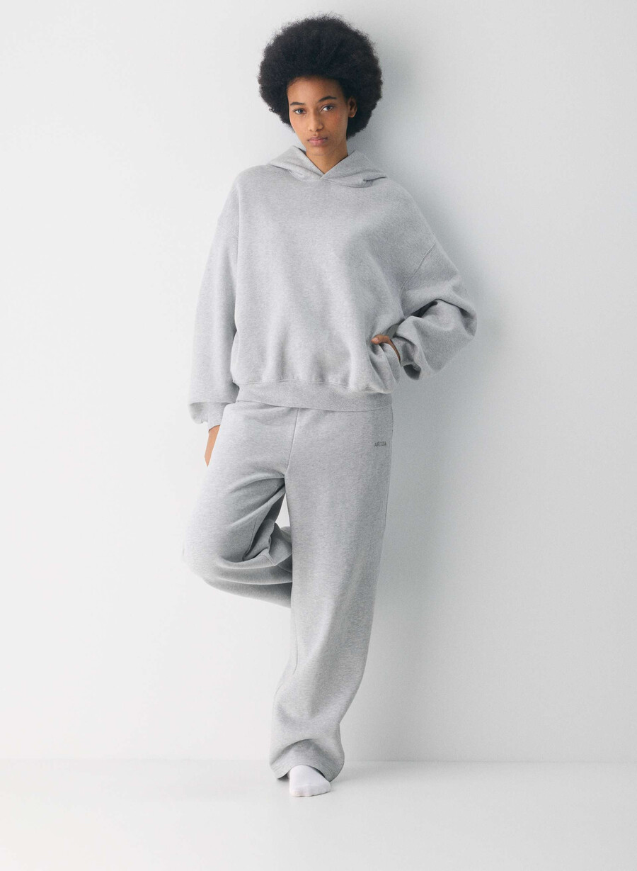 koselig fleece mega-hettegenser i melange krom