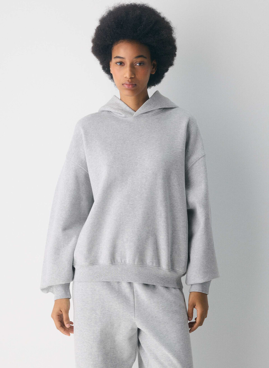 koselig fleece mega-hettegenser i melange krom
