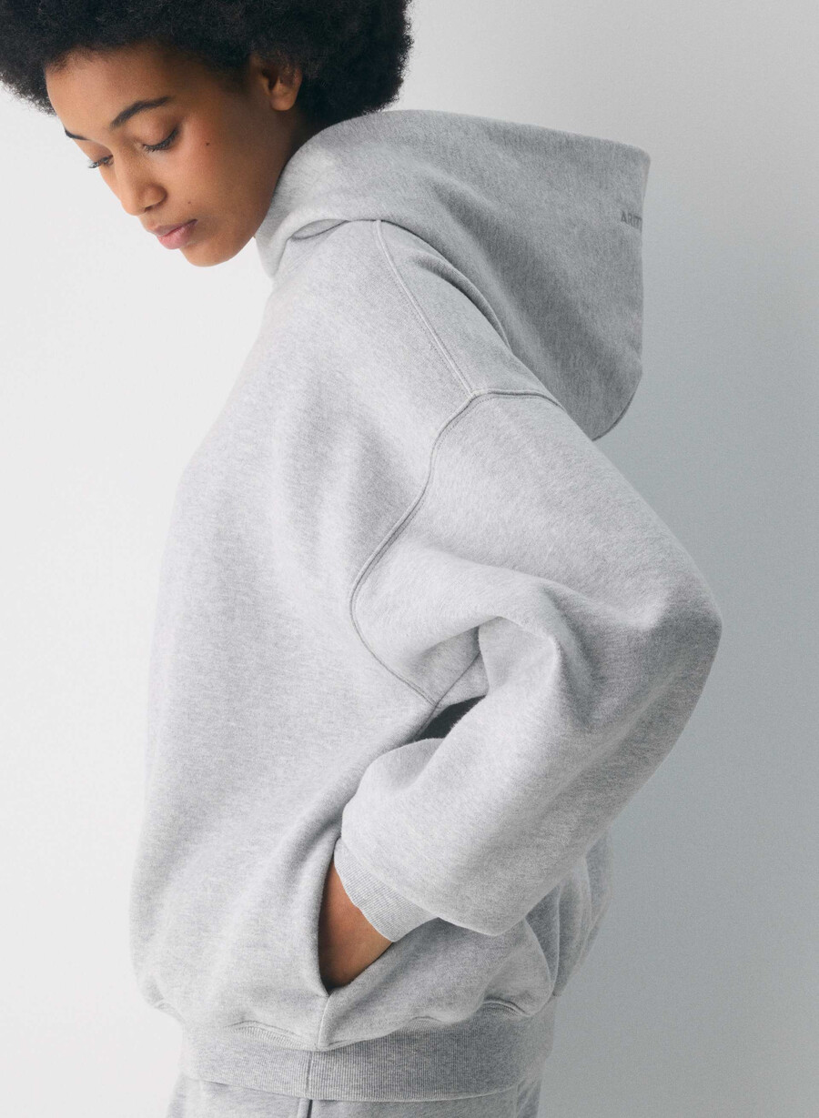 koselig fleece mega-hettegenser i melange krom