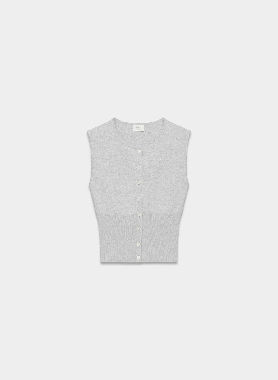 golightly ermeløs cardigan - wonder yarn heather chrome