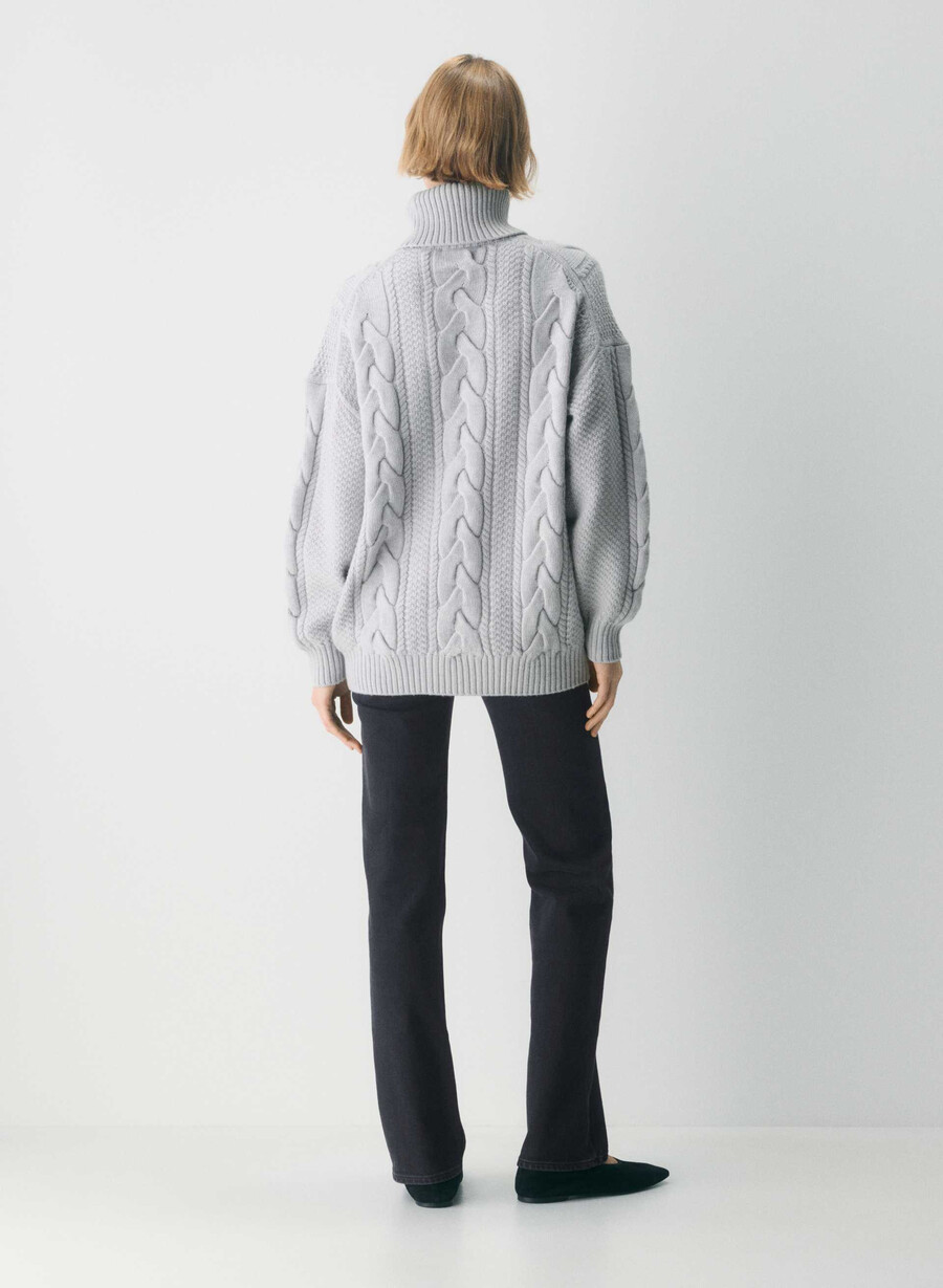 heritage knit merinoull polokrage melerget krom