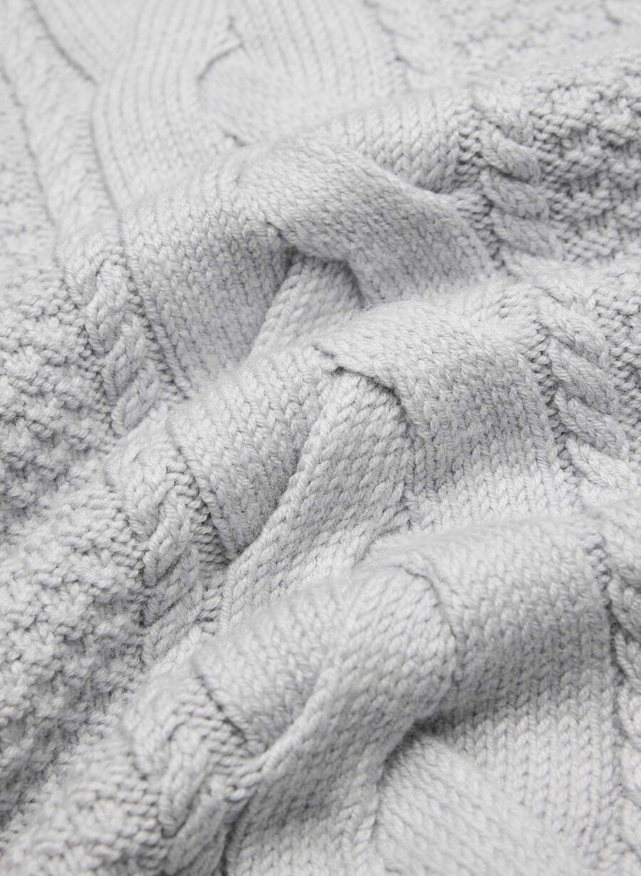 heritage knit merinoull polokrage melerget krom