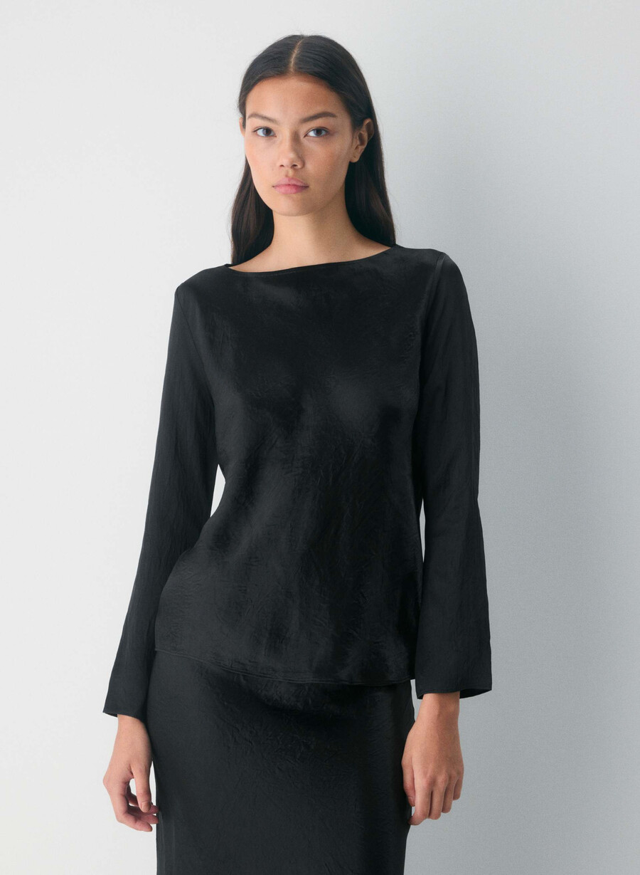 hastings satengbluse svart