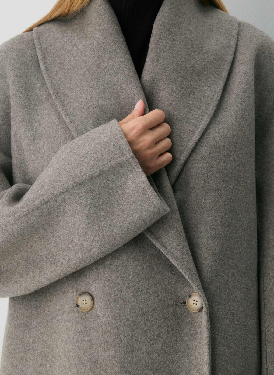 mezzanine double-faced coat - luxe rewool heather matte pearl