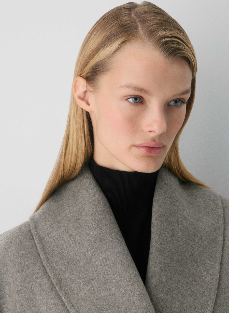 mezzanine double-faced coat - luxe rewool heather matte pearl