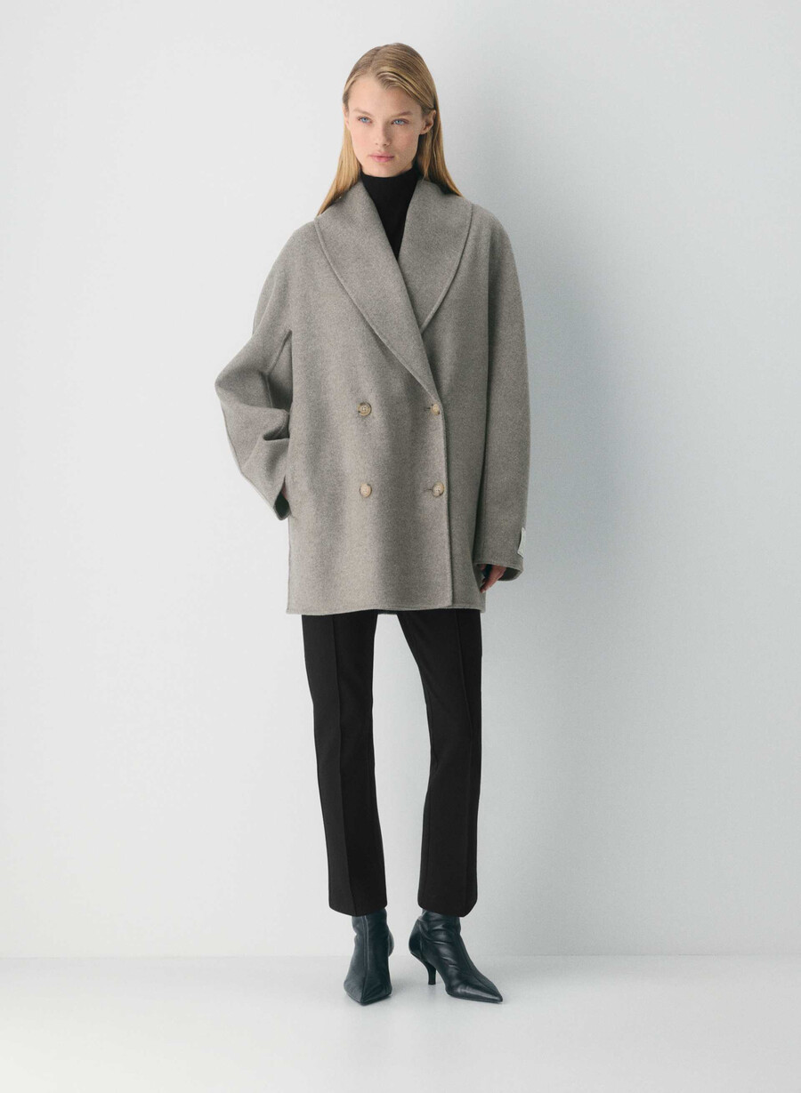 mezzanine double-faced coat - luxe rewool heather matte pearl