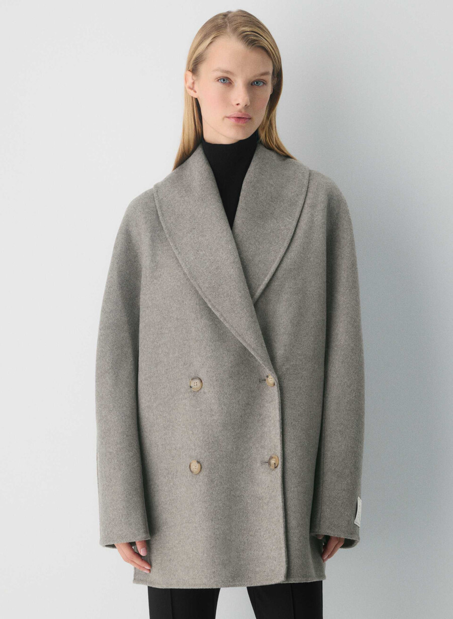 mezzanine double-faced coat - luxe rewool heather matte pearl