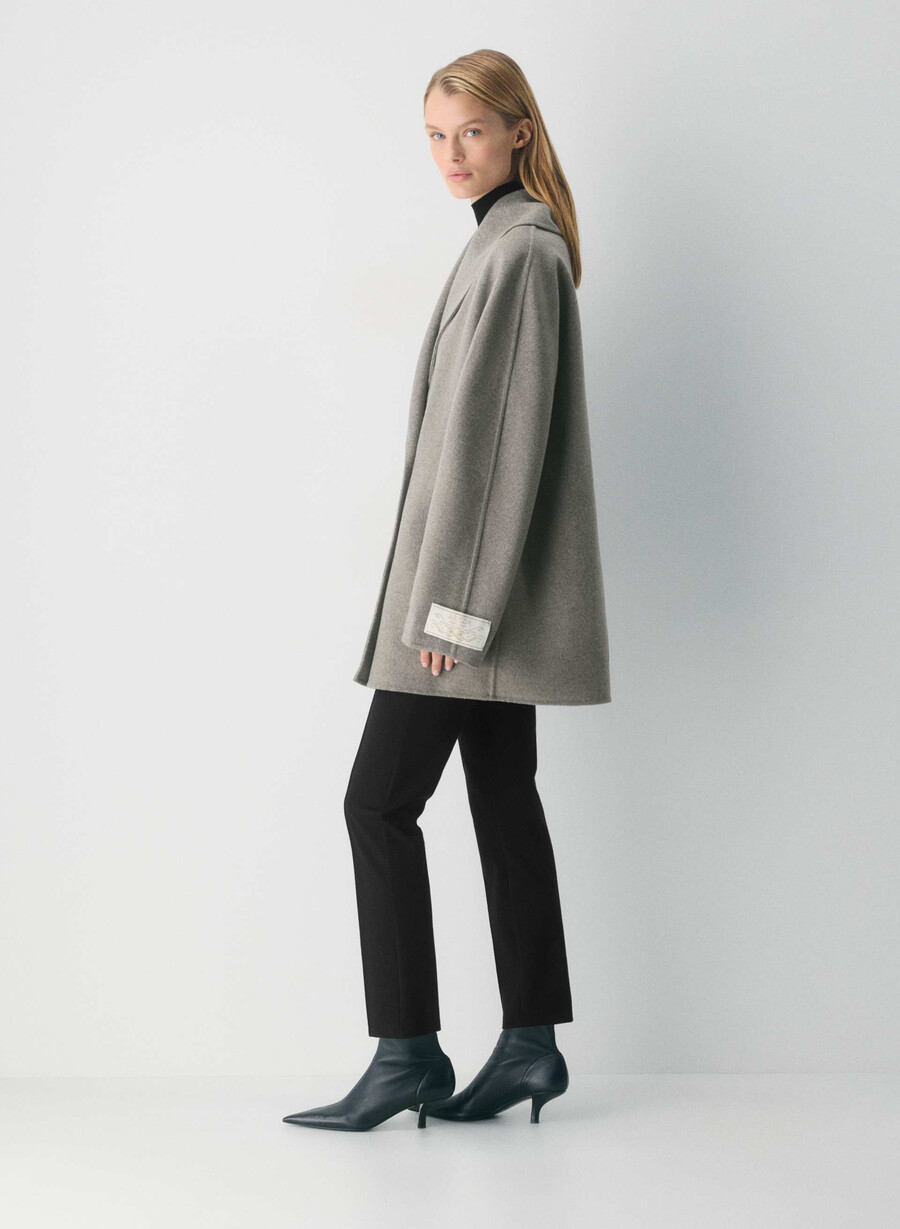 mezzanine double-faced coat - luxe rewool heather matte pearl