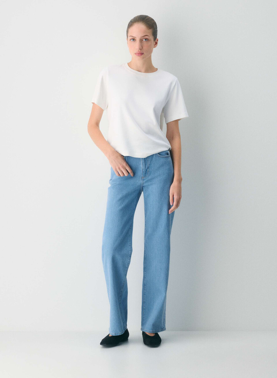 denim forum remy høy-rise brede jeans ekte super lys blå