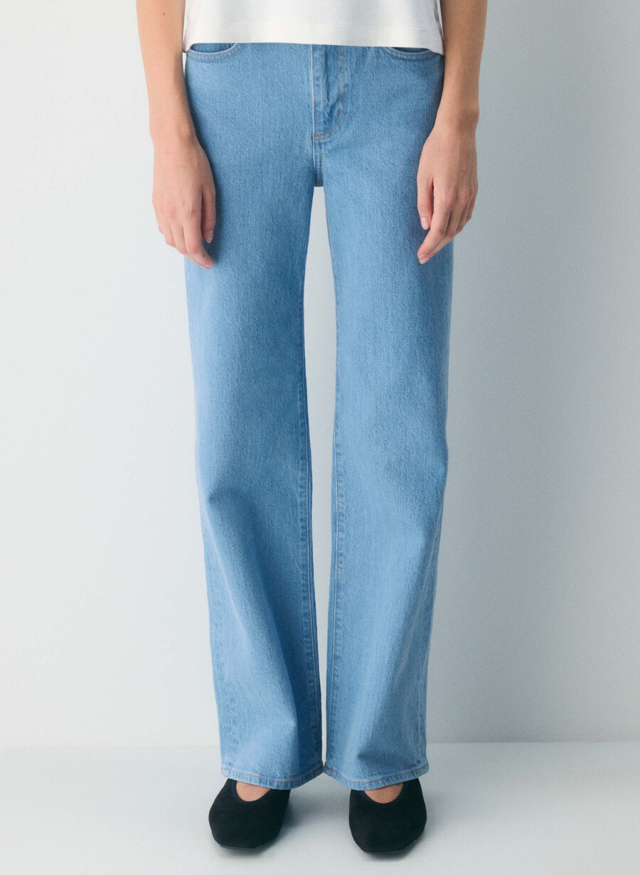 denim forum remy høy-rise brede jeans ekte super lys blå