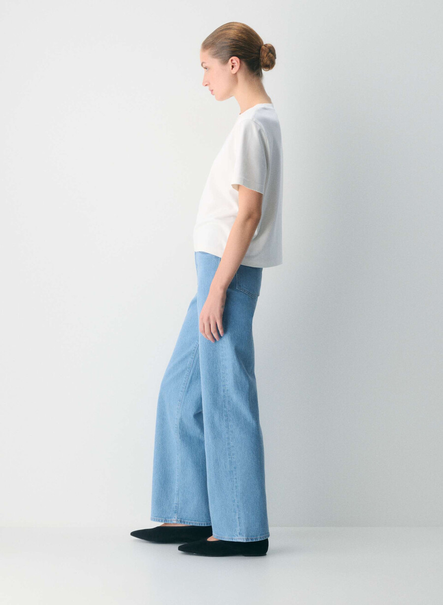 denim forum remy høy-rise brede jeans ekte super lys blå