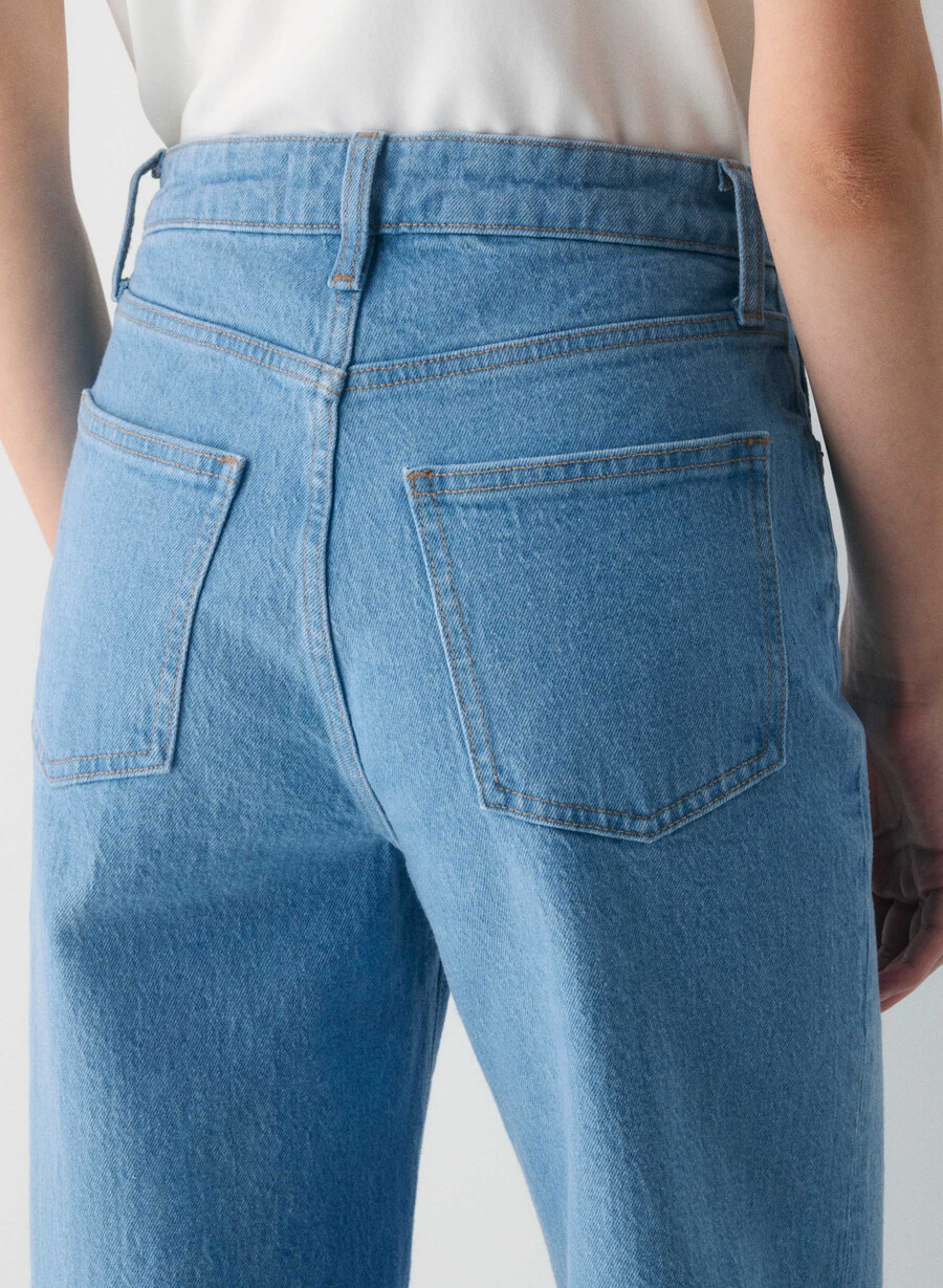 denim forum remy høy-rise brede jeans ekte super lys blå