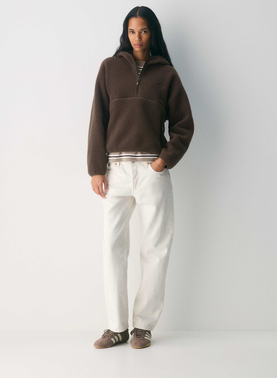 polartec thermal pro hettegenser med halv glidelås rich mocha brun