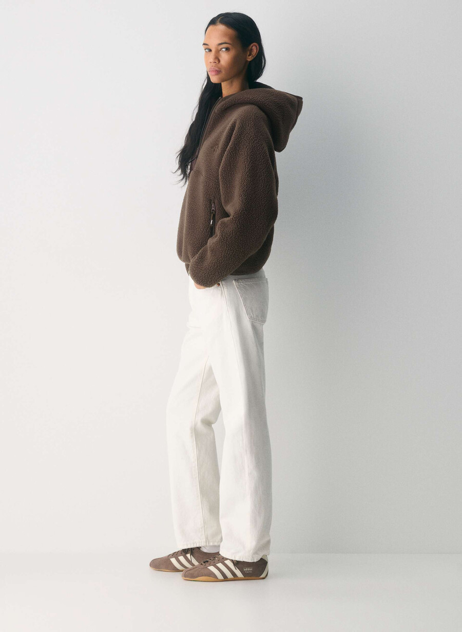 polartec thermal pro hettegenser med halv glidelås rich mocha brun
