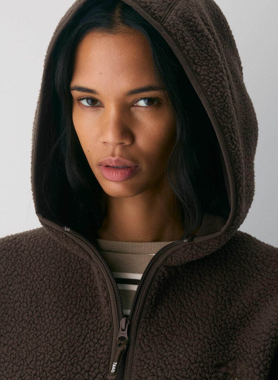 polartec thermal pro hettegenser med halv glidelås rich mocha brun