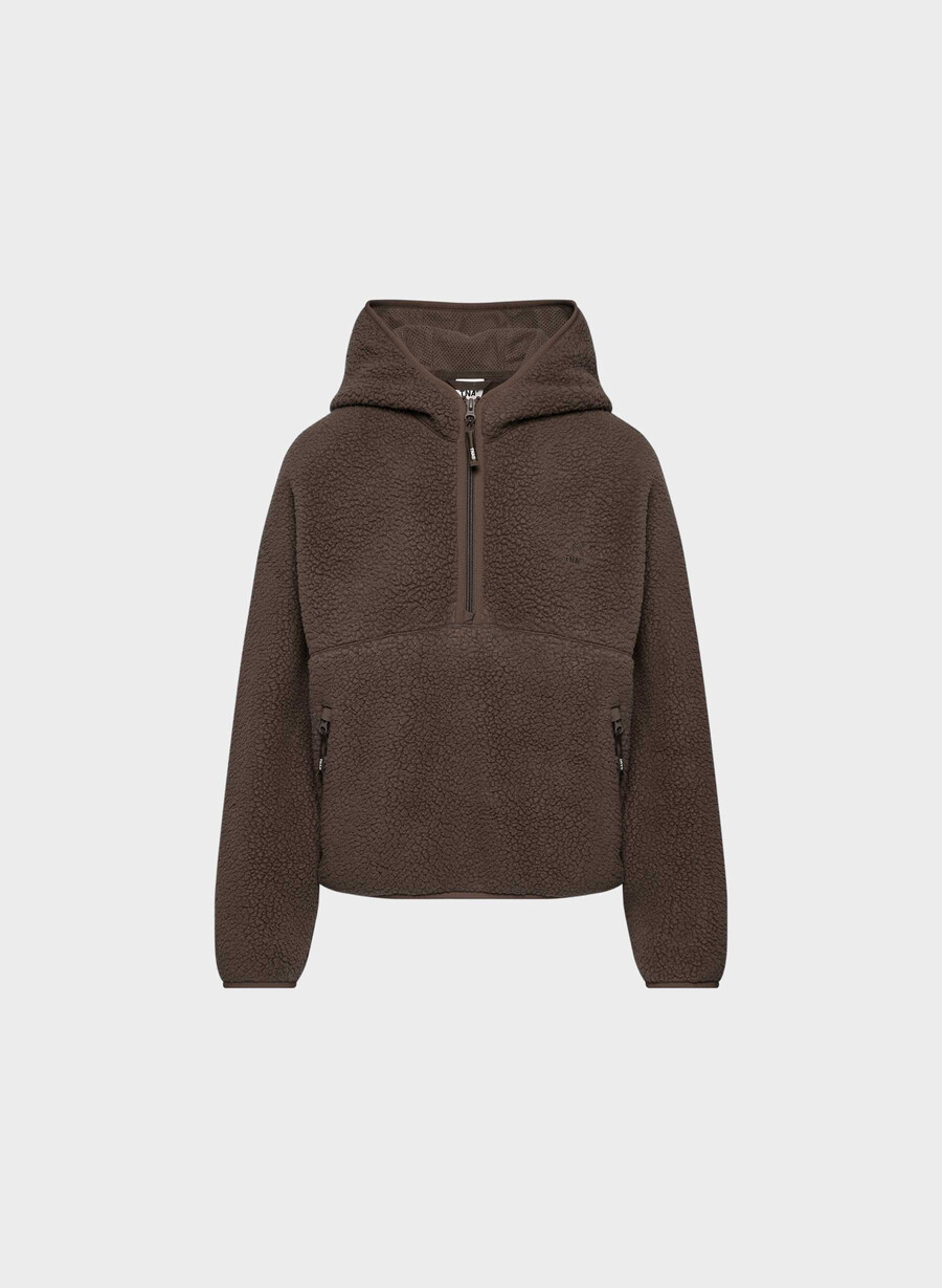 polartec thermal pro hettegenser med halv glidelås rich mocha brun