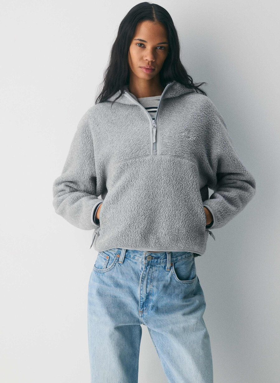 polartec thermal pro hettegenser med halv glidelås og høy hofte heather athletic grey