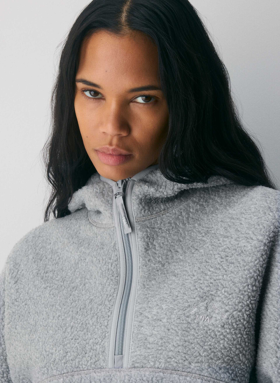 polartec thermal pro hettegenser med halv glidelås og høy hofte heather athletic grey