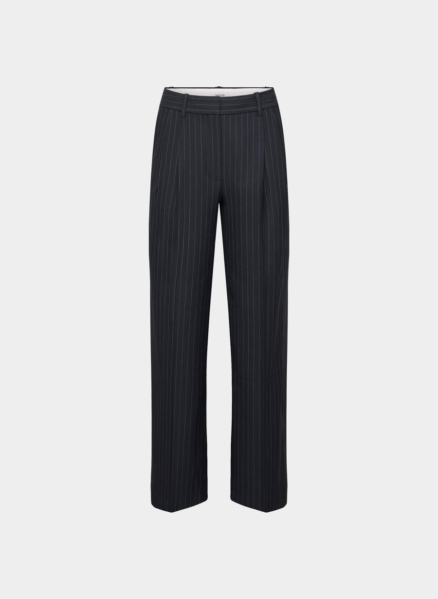 the effortless pant - twill svart stripe dk nt nvyg