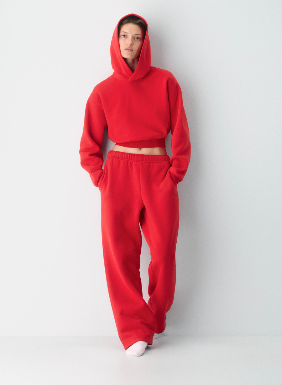 koselig sweatfleece perfect crop hettegenser blinkende rØd