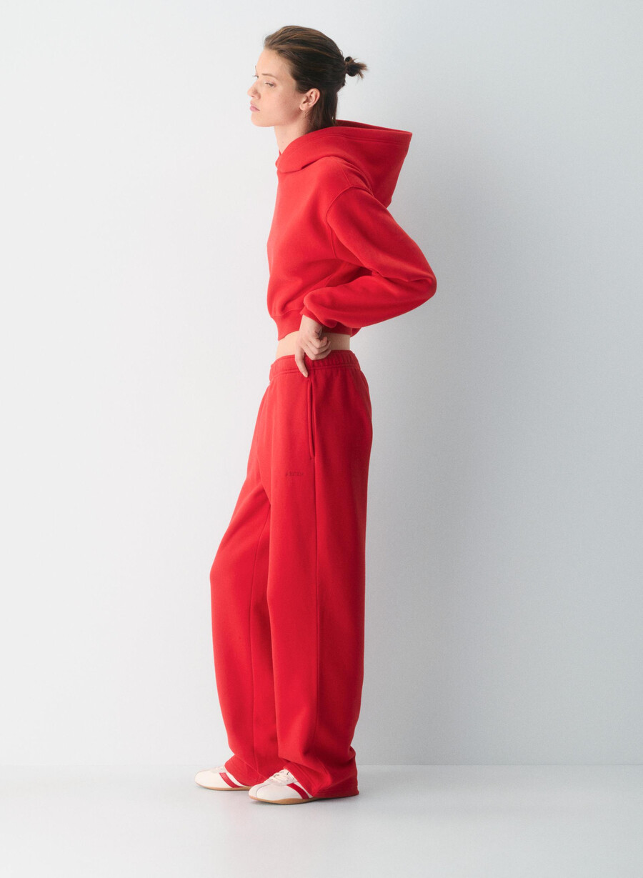 koselig sweatfleece perfect crop hettegenser blinkende rØd