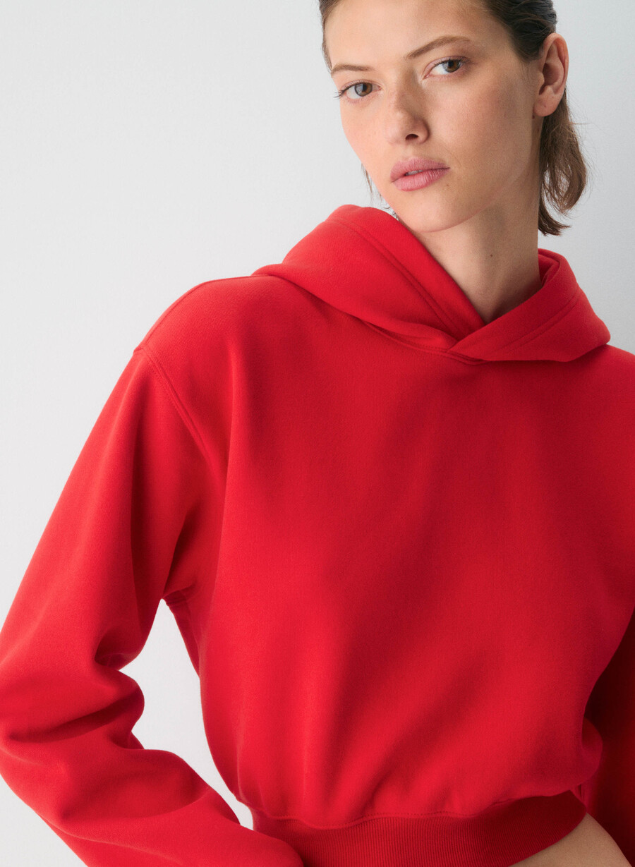 koselig sweatfleece perfect crop hettegenser blinkende rØd