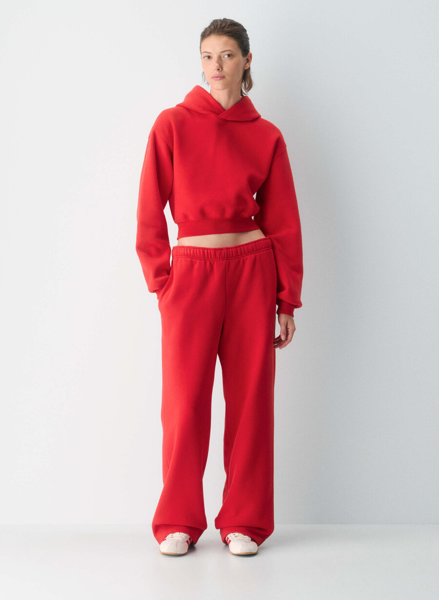 koselig sweatfleece perfect crop hettegenser blinkende rØd