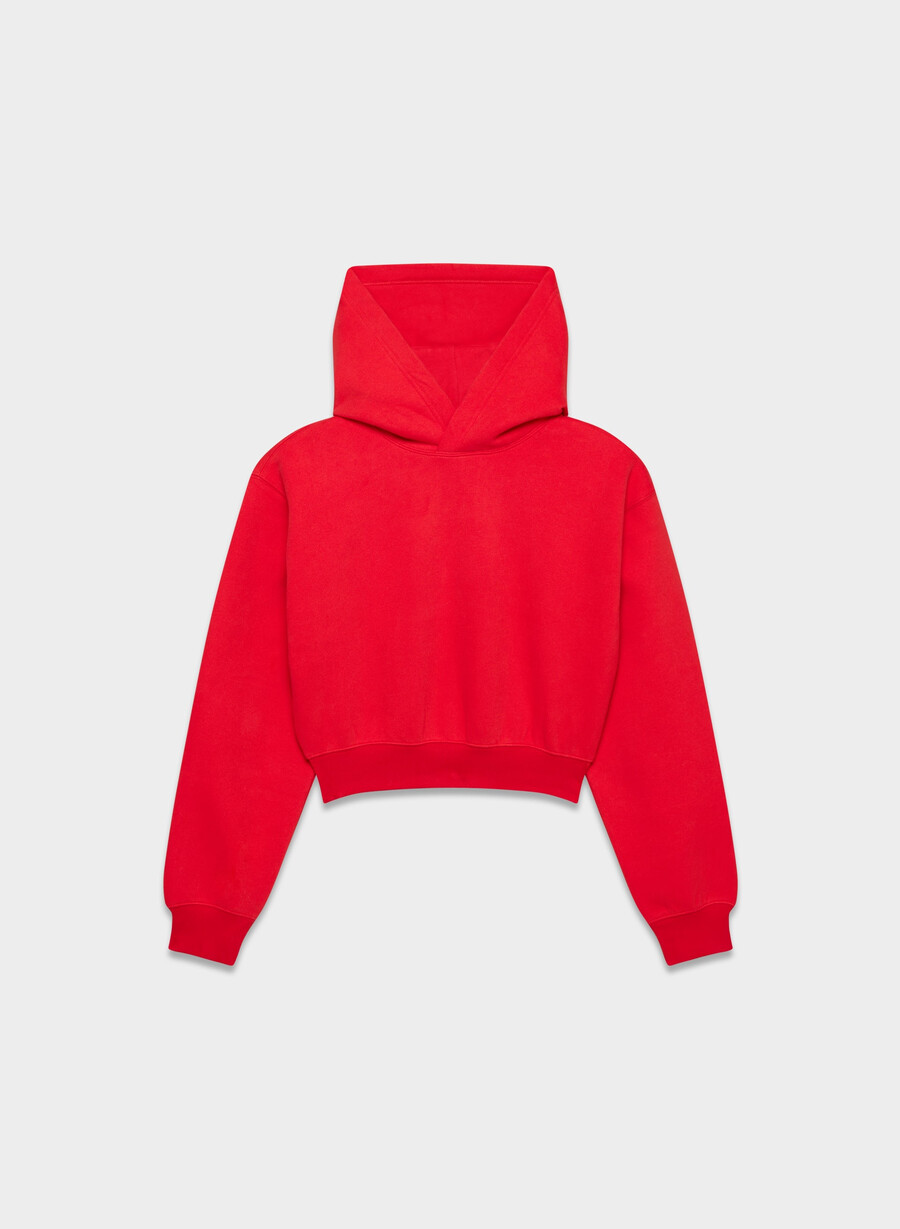 koselig sweatfleece perfect crop hettegenser blinkende rØd
